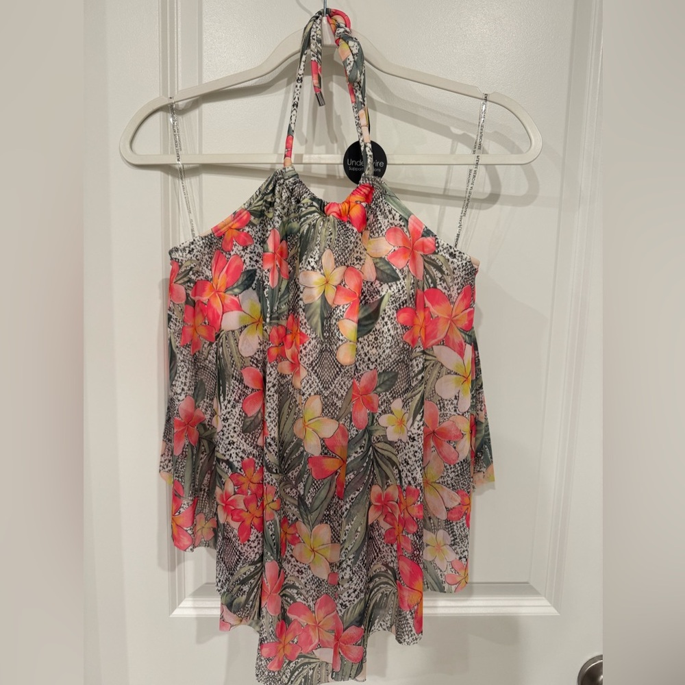 NWT Coco Reef Pink and Orange Floral Bikini Top